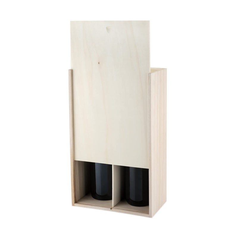 Twine Single Wooden Wine Box with Sliding Lid - Wine & Champagne Wooden Bottle Gift Box, Paulownia Wood Grain Liquor Storage Box fits 2 Bottles - Image 5